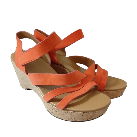 Naturalizer Cynthia Platform Wedge Sandals Orange Strappy Leather Sandals Sz 8.5 - Picture 9 of 9